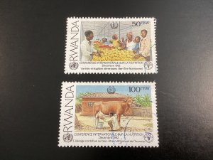 Rwanda #1382-83 used 1992 ConFerence on Nutrition