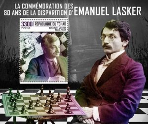 Chad - 2020 Chess Champion Emanuel Lasker - Stamp Souvenir Sheet - TCH200630b