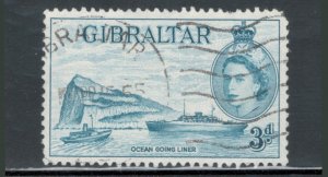 Gibraltar 1953 Queen Elizabeth II & Ocean Liner 3p Scott # 137 Used