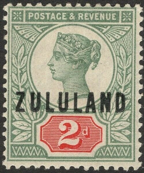 ZULULAND-1888-93 2d Grey-Green & Carmine Sg 3 LIGHTLY MOUNTED MINT V50107