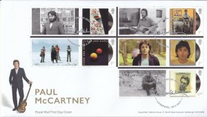 GB 2021 - Paul McCartney Smilers Sheet - Pair FDC - all 10 stamps/labels CTO