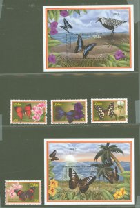 Palau #594-601  Single (Complete Set) (Butterflies) (Fauna) (Flowers) (Bird)