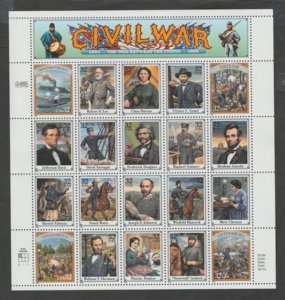 U.S. Scott Scott #2975 Civil War Stamps - Mint NH Sheet - UL Plate
