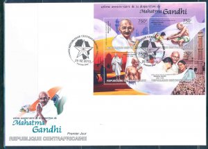 CENTRAL AFRICA  2013 65th MEMORIAL ANNIVERSARY MAHATMA GANDHI  SHEET FDC