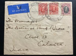 1937 Bulawayo S Rhodesia Airmail Cover To National bank Calcutta India