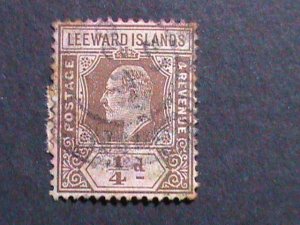 ​LEEWARD ISLANDS-1912 SC#46 KING GEORGE V-FANCY CANCEL 111 YEARS OLD VF