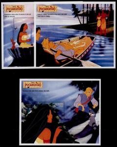 Guyana 2988-90 MNH Disney, Pocahontas, Powhatan, Boat