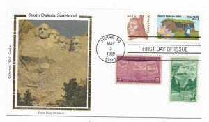 US 2416 25c So Dakota Statehood FDC w/ 3 stamps Colorano Silk Cachet ECV $15.00