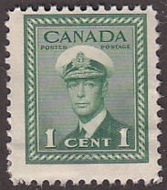 Canada 249 King George VI WWII War 1¢ 1942