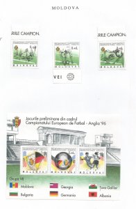 MOLDOVA - 1994 - European Football Championship - Perf 3v Set & S/Sheet - M L H