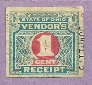 Ohio Vendor's 1 Cent Receipt Stamp