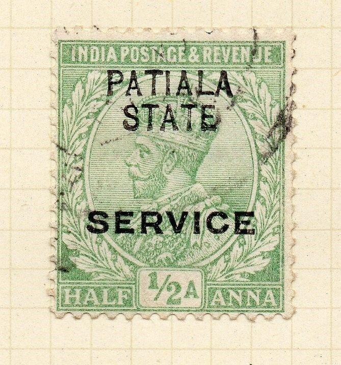 Indian States Patiala 1913 Early Issue Fine Used 1/2a. Optd 075627