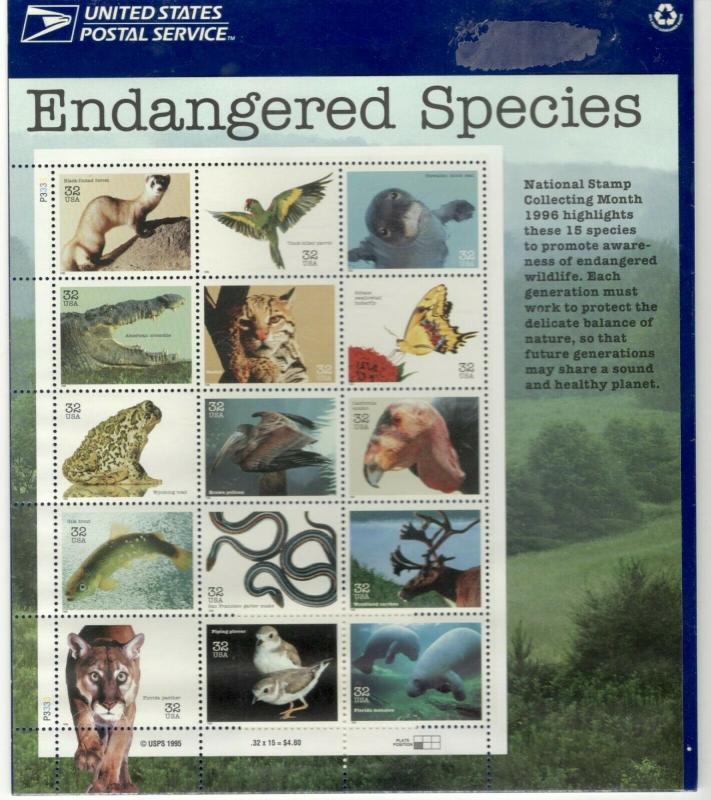 Endangered Species Full Pane Stamp Sheet