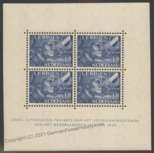 Netherlands WWII Germany  Volunteer Legion Block 2 Stamp Sheet MNH 104688