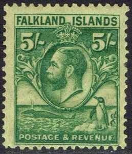 FALKLAND ISLANDS 1929 KGV WHALE AND PENGUIN 5/-