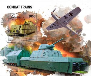 LIBERIA- 2023 - WWII Combat Trains - Perf Souv Sheet  - Mint Never Hinged