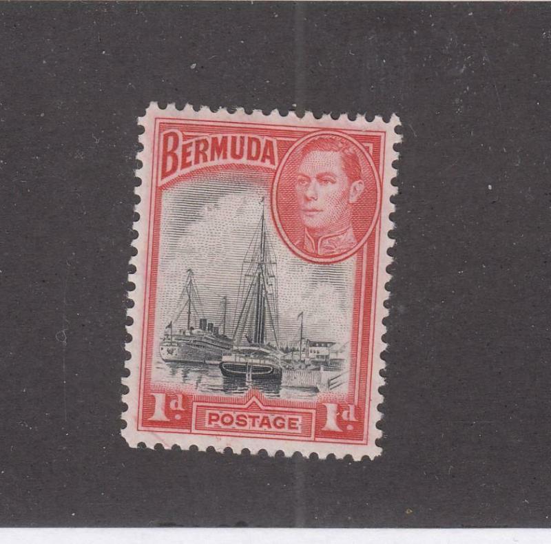 BERMUDA (MK1025) # 118a  VF-MLH  1d  KGVI /VARIOUS SHIPS/CARMINE & BLACK CAT $12