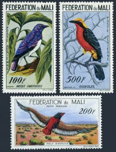 Mali C2-C4,MNH.Michel 3-5. Birds 1960.Amethyst Starling,Bateleur Eagle,Shrike.