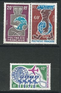 French Polynesia 258-60 YT 77-79 P.A.T.A. MNH VF 1970 SCV $36.75