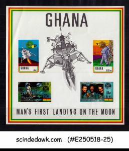 GHANA - 1971 MOON LANDING SHEET OVERPRINTED PHILYMPIA LONDON 1970 - IMPERF MNH