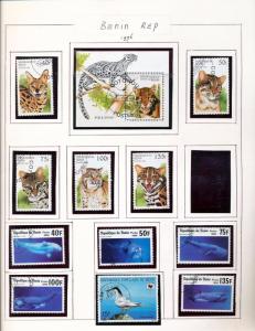 BENIN 1995/98 Wildlife Dogs Birds Sheets Used 90 +Items (pie 269)