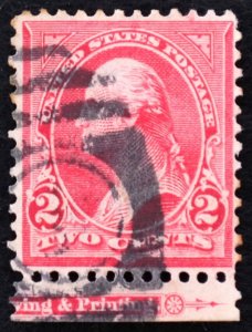 U.S. Used Stamp Scott #267 2c Washington Sheet Margin. Banknote Imprint. Choice!