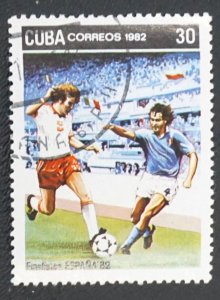 CUBA Sc# 2538 WORLD CUP of SOCCER FOOTBALL Spain  30c  1982 used cto
