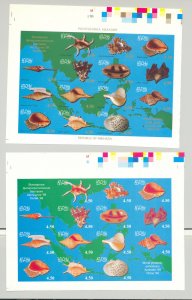 Abkhazia (Georgia) 1998 Shells, Maps 1v M/S of 14 & Label x 4 Progressive Proofs