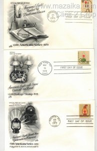 AMERICANA BIG SET 32 DIFF FDCs INC HIGH VALUE $5 RAILROAD $2 LANTERN $1 ARTCRAFT