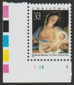 SC# 3107 - (32c) - Madonna & Child by Matteis - MNH Plate # single LL # 2222-1