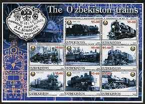 Uzbekistan 2001 Steam Trains #2 perf sheetlet containing ...