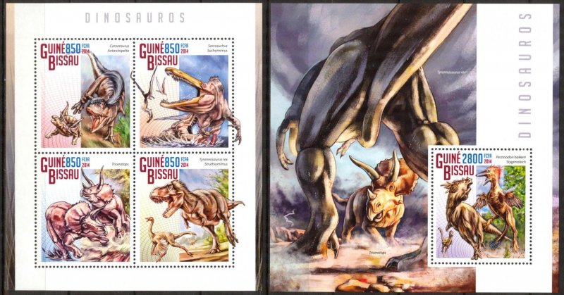 Guinea Bissau 2014 Dinosaurs (2) Sheet + S/S MNH