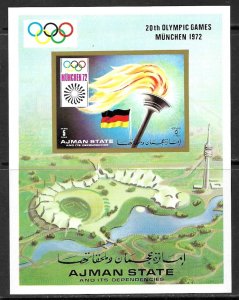 AJMAN 1971 Munich Olympics Souvenir Sheet Mi.BLK329 MNH