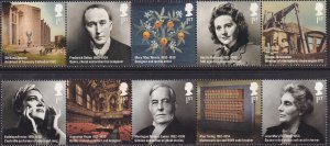 Sc# 2997  / 3006 Great Britain 2012 Britons of Distinction MNH strip set CV $17