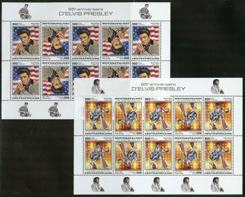 CENTRAL AFRICA 2020 85th BIRTH ANN OF ELVIS PRESLEY TETE-BECHE  SHEET SET MINT