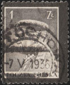 POLOGNE / POLAND 1935 Mi.298.II 1Zl. Death of Jozef Pilsudski VFUsed CZĘSTOCHOWA