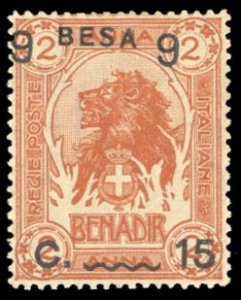 Italian Colonies, Somalia #24 Cat$16, 1922 9b on 15c on 2a, lightly hinged