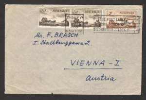 AUSTRALIA TO AUSTRIA - METTER COVER WITH PRE-DECIMAL STAMPS - 1955.