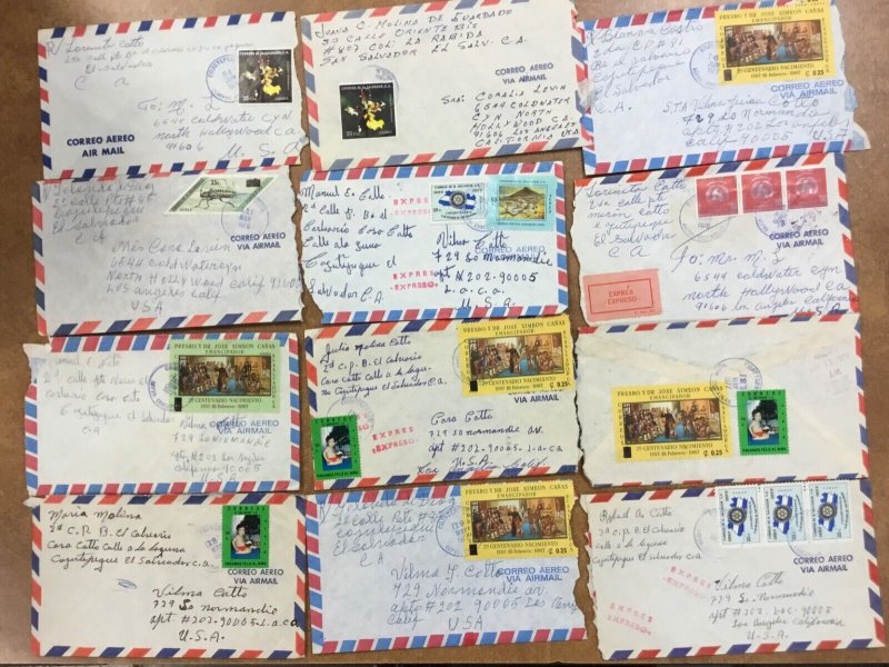 EL SALVADOR Commercial Covers large group of 65  from 1975 -1977 Flowers, maps