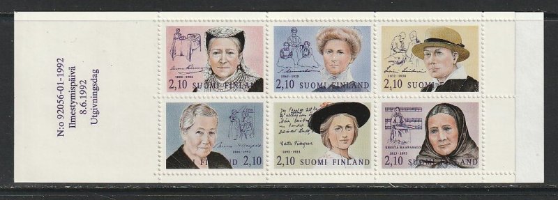 1992 Finland - Sc 895a - MNH VF - Complete Booklet - Finnish Women