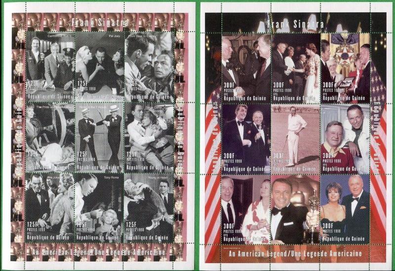 FRANK SINATRA an American Legend Two Sheets of 9 MNH Guinea E45 -46