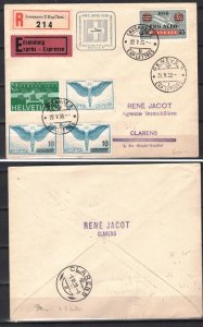 SWITZERLAND STAMPS. 1938 EXPRESS REG. COVER