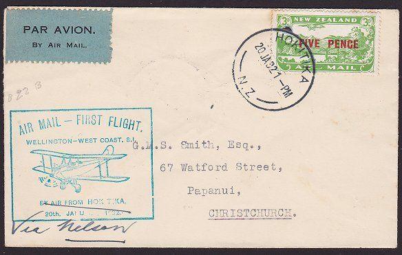 NEW ZEALAND 1932 West Coast survey flight cover Hokitika to Nelson..........2376