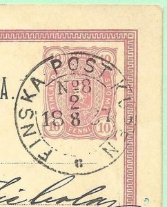 ​7/31/1887 Cover Finland Kupen #8 Postal Card