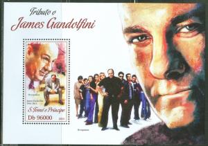 SAO TOME  2013 TRIBUTE TO JAMES GANDOLFINI  SOUVENIR SHEET  MINT NH