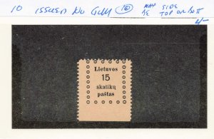 LITHUANIA  10  ISSUED NO GUM,