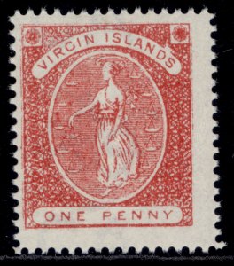 BRITISH VIRGIN ISLANDS QV SG33, 1d rose-red, NH MINT.