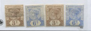 British Honduras QV 1891 -95 3 cents and 6 cents mint o.g. hinged