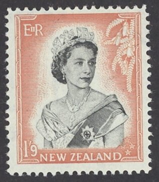 New Zealand Sc# 298A MH (a) 1953-1957 1sh9p Queen Elizabeth II