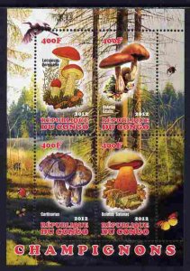 CONGO B. - 2012 - Mushrooms #2 - Perf 4v Sheet - MNH - Private Issue